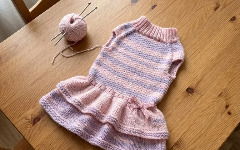 Free Pattern: Easy Ruffled Dog Sweater Dress for Beginners