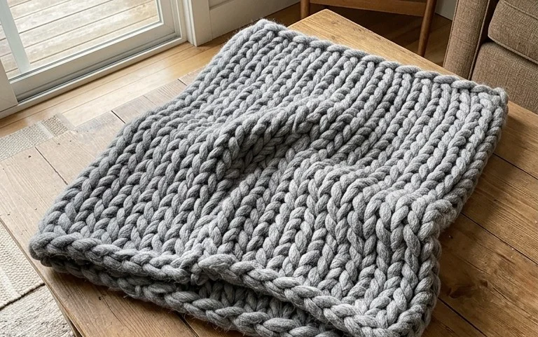 Giant Knit Blanket Free Pattern: Easy Beginner Tutorial