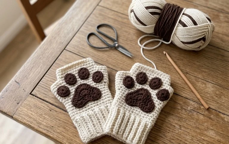 Easy Crochet Cat Paw Fingerless Gloves: Free Pattern