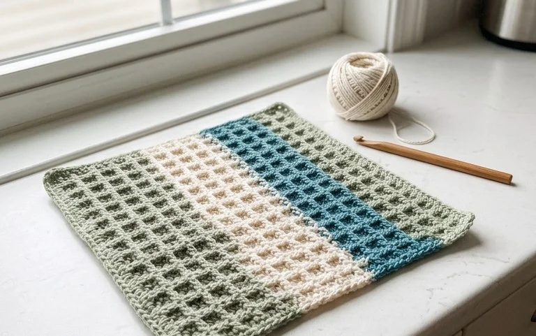 Easy Waffle Stitch Dishcloth Free Crochet Pattern