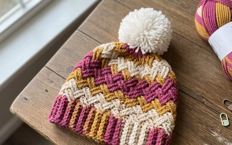 Crochet Celtic Stripes Beanie Free Pattern: Easy Tutorial