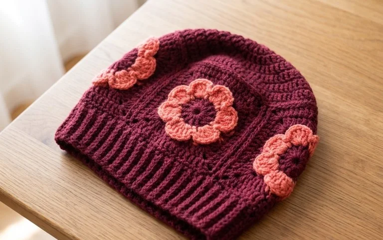 Floral Crochet Slouchy Hat: Free Beginner Pattern