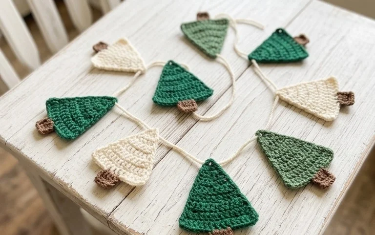 Easy Christmas Tree Garland: Free Crochet Pattern Guide
